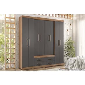 Guarda Roupa Casal 8 Portas E 4 Gavetas C- Pés Jatoba-grafitte