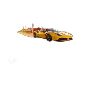 Papel De Parede 3D Carro Ferrari Amarela Pista 3,5M Car131