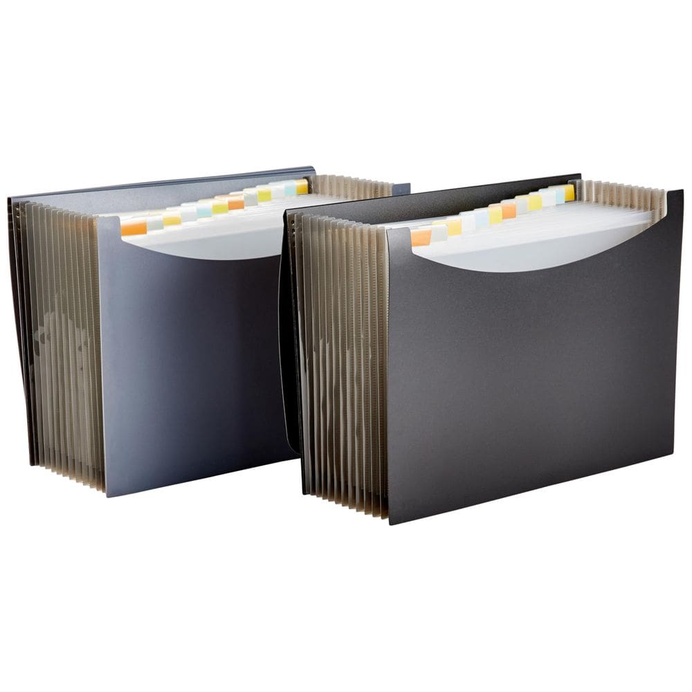 Pasta de arquivos expansível do organizador Amazon Basics, pacote com 2 unidades, preta