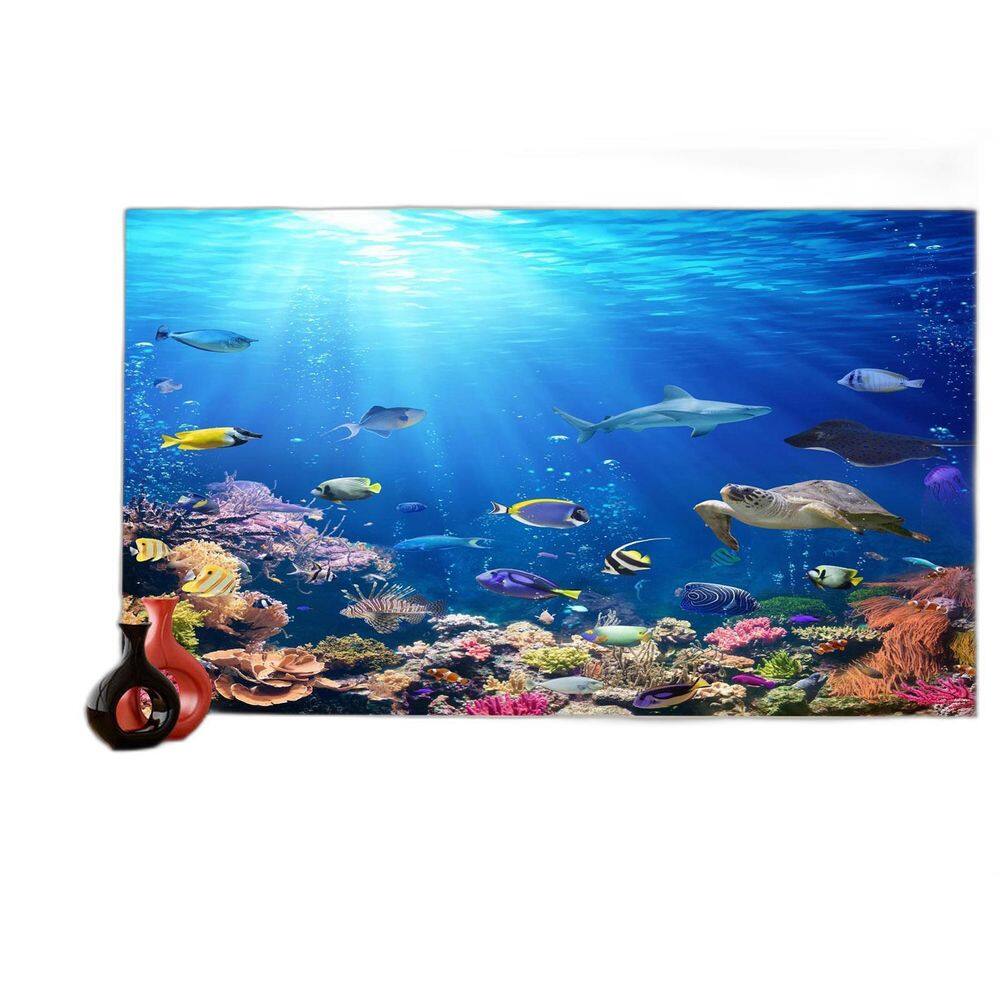 Papel De Parede 3D Fundo Do Mar Peixes Oceano 3,5M Fm112