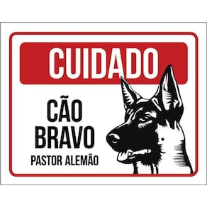 Kit 3 Placas Cuidado Cão Cachorro Bravo Pastor Alemão