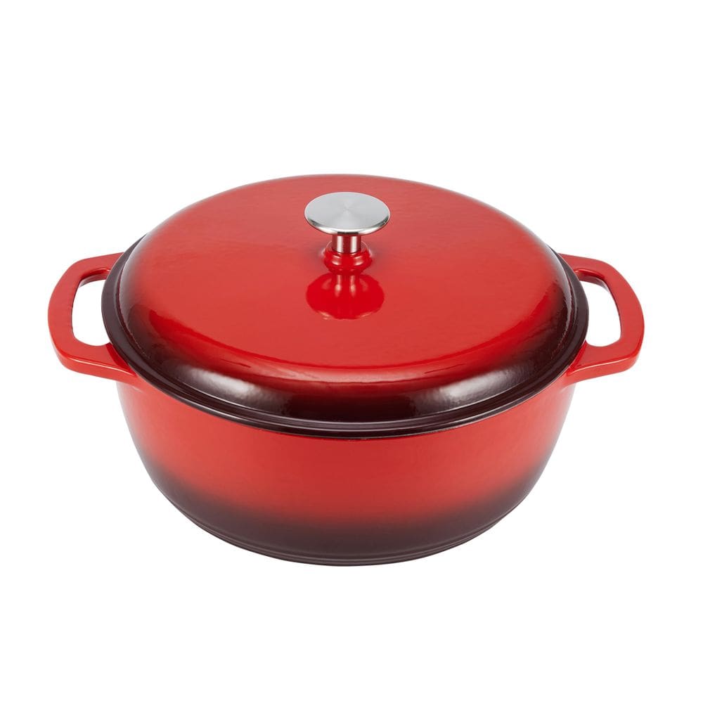 Forno holandês Amazon Basics Ferro fundido esmaltado 6L vermelho