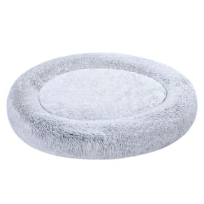 Cama para animais de estimação Amazon Basics Donut Faux Fur para cães cinza 114x114cm
