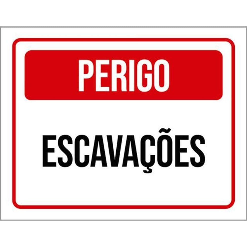 Kit 5 Placas De Atenção Perigo Escavações 36X46