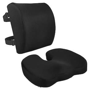 Almofada de assento e suporte lombar, pacote com 2 Amazon Basics Black