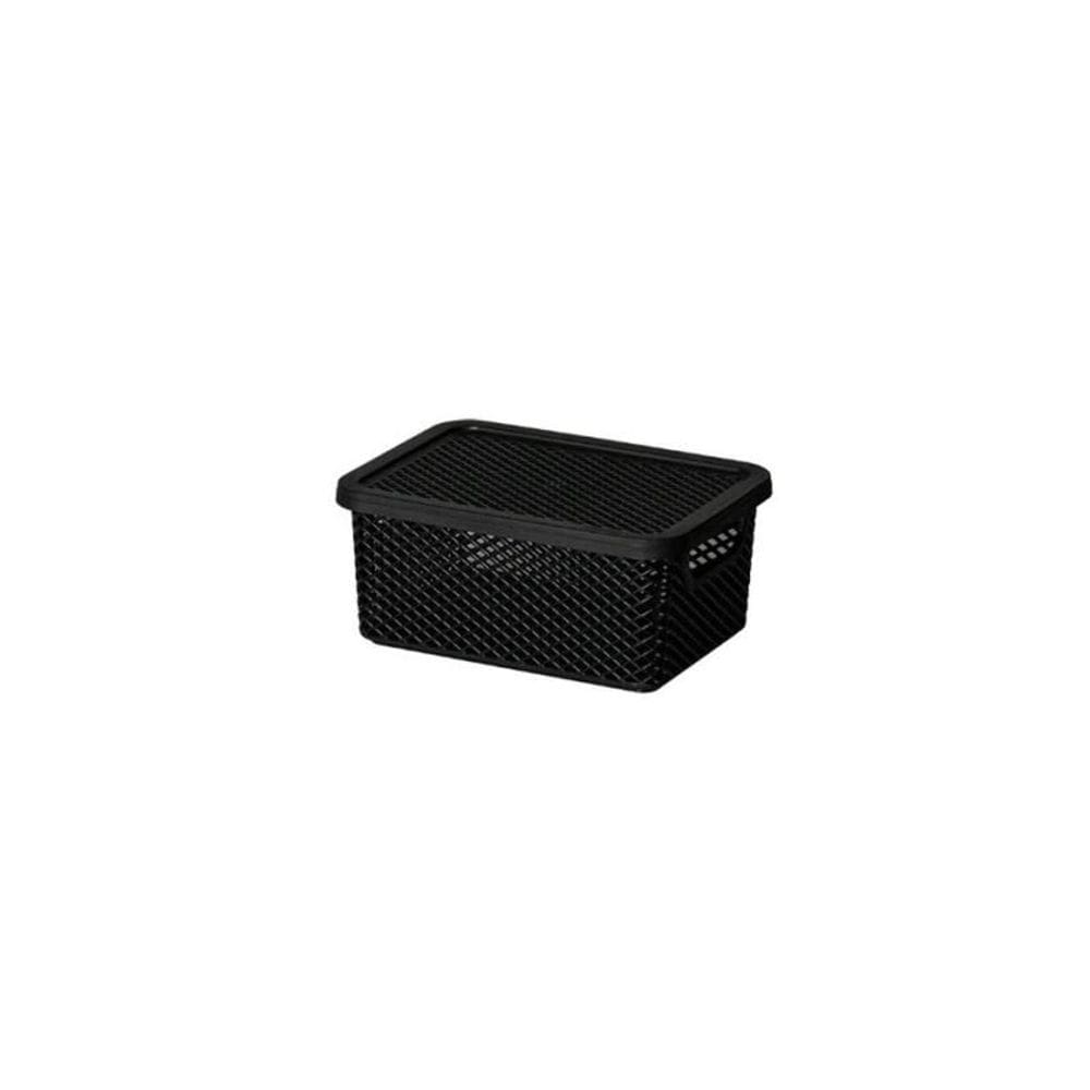 Cesto Organizador Com Tampa Preto 18x13x8 Cm Linea