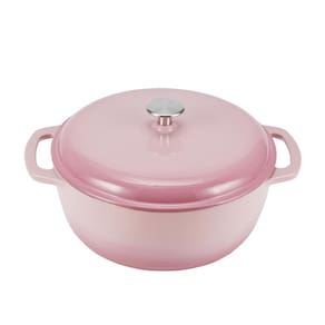 Forno holandês Amazon Basics Ferro fundido esmaltado 6L rosa claro