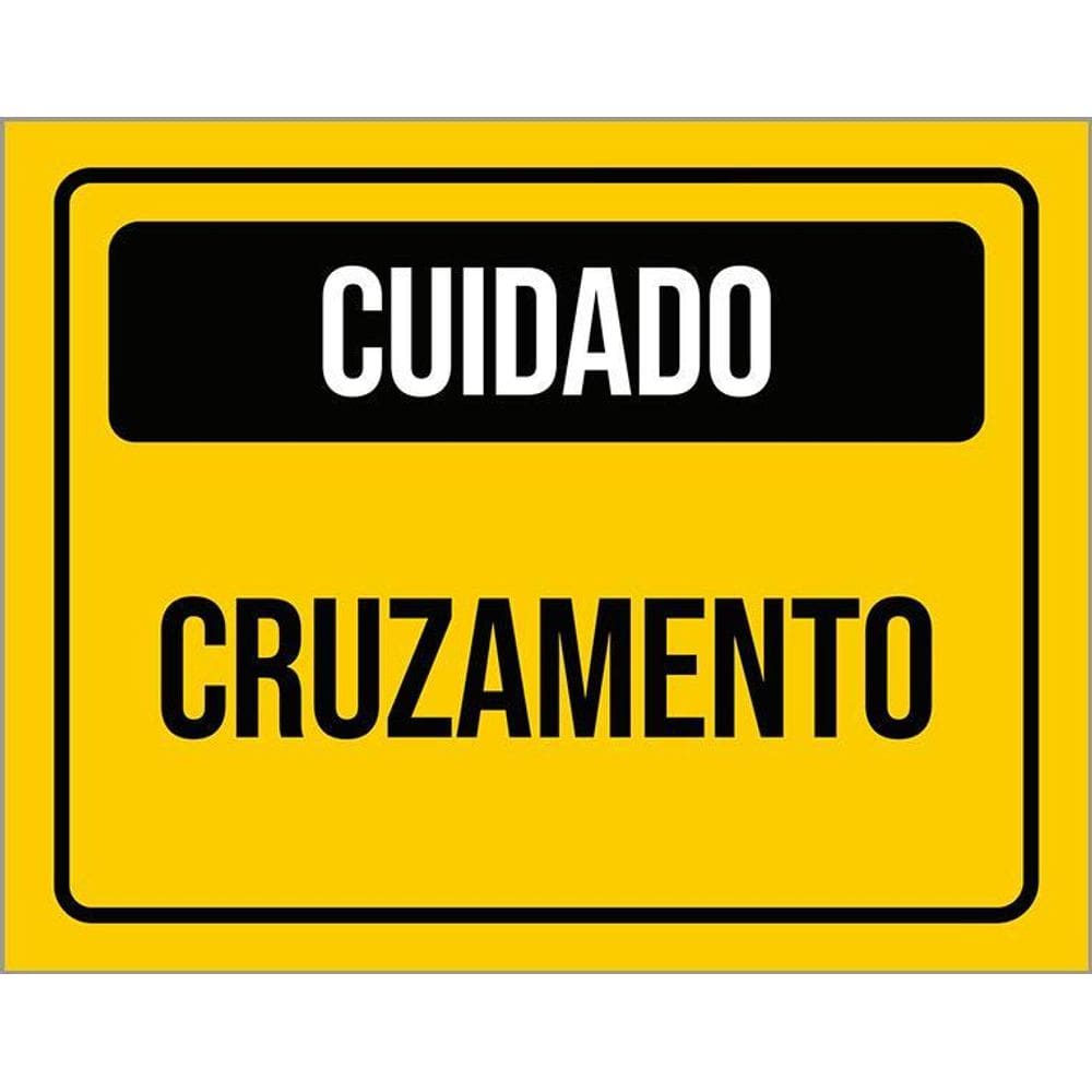 Placa De Sinalização - Atenção Cuidado Cruzamento 36X46