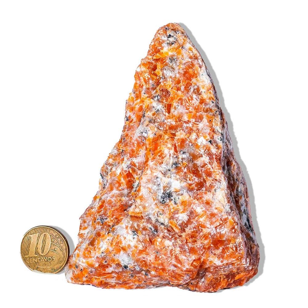 01 Calcita Laranja Pedra Pé Serrado Natural 400 a 500g TipoB