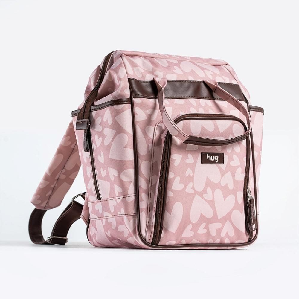 Mochila de Maternidade Multifuncional Hug Coração Rosa