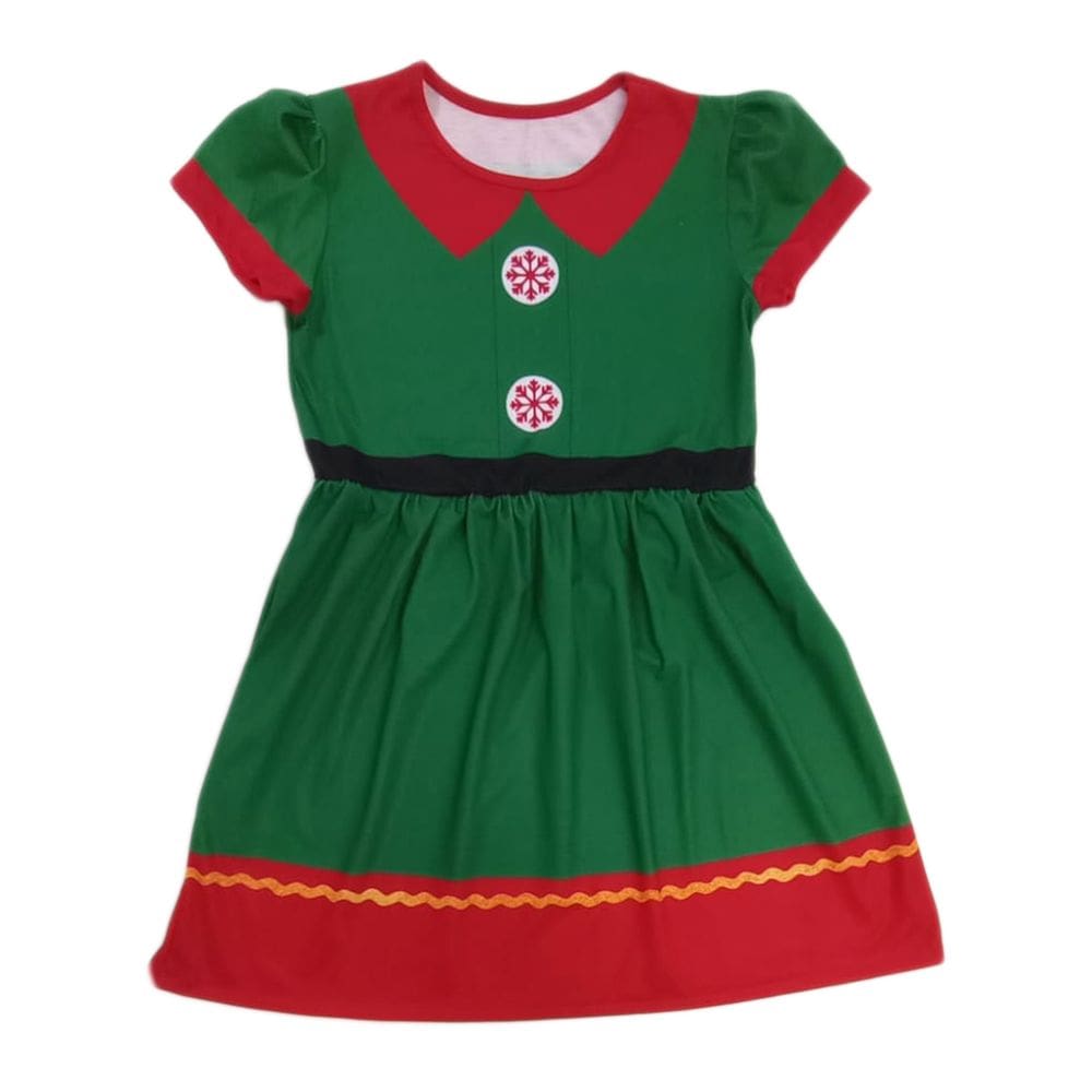 Vestido Infantil Fantasia Duende Ajudante de Papai Noel