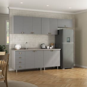 Cozinha Completa 5 Peças 100% Mdf Bp 2 Balcões 3 Aereos Maranello Branco/Urbi