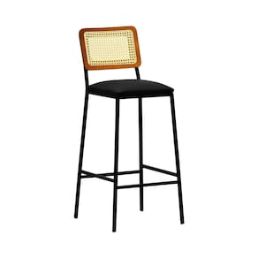 Banqueta Gabi Metal com 68cm Altura Encosto Telinha Assento Estofado Sintético Preto