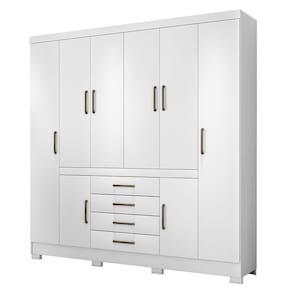 Guarda Roupa Casal New Realce 8 Portas E 4 Gavetas Branco - Demóbile Branco