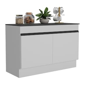 Balcão Cozinha Pia 120cm 2 Portas Veneza Mp2239 Branco/preto