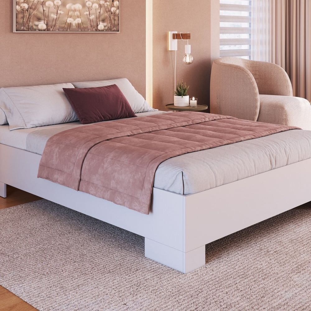 Cama de Casal Queen Box com Estrado Fixo 160 Xangai Branco