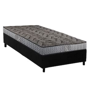 Conjunto Box Solteiro: Colchão Espuma Paropas Compact AG 65 / D23 Royalle Rústico Prata + Base CRC Suede Black (88x188)