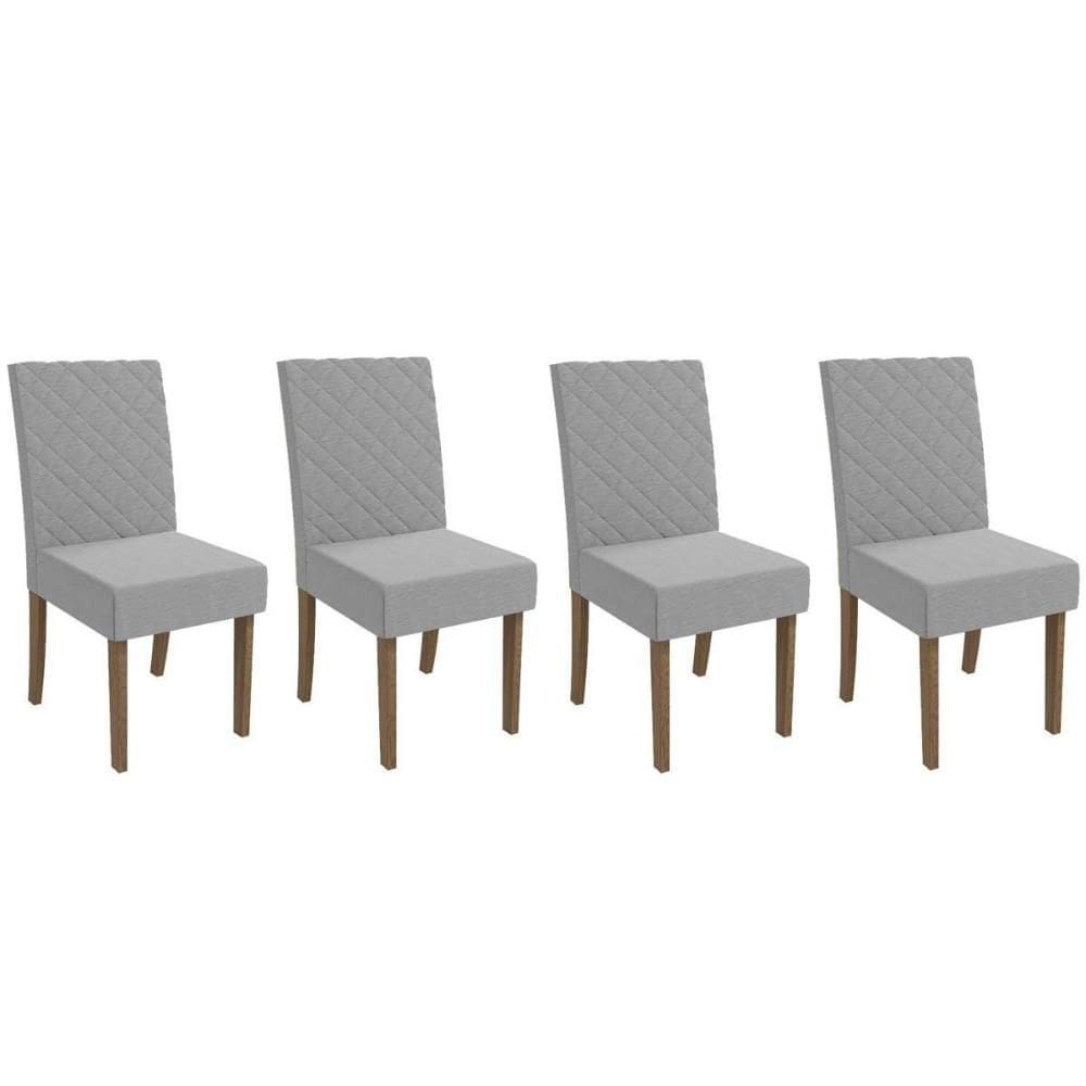Cadeira Sala de Jantar 2CAD133NG Kit 4 Un Nogueira/Linho Cinza A056 - Kappesberg