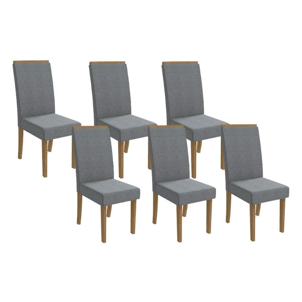 Cadeira Sala de Jantar 2CAD142FR Kit 6 Un Freijo/Linho Cinza A018 - Kappesberg