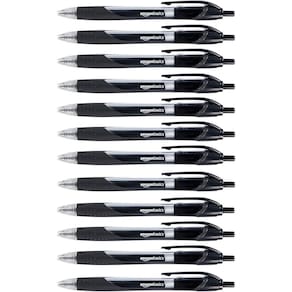 Canetas de tinta gel Amazon Basics retráteis de ponta fina pretas 12-P