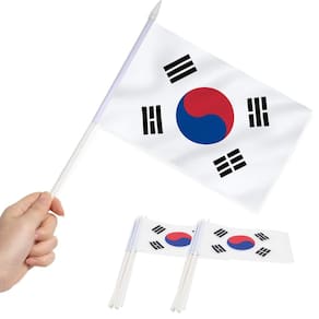 Bandeira em miniatura Anley Korea, pacote com 12, 5 x 8 polegadas com bastão