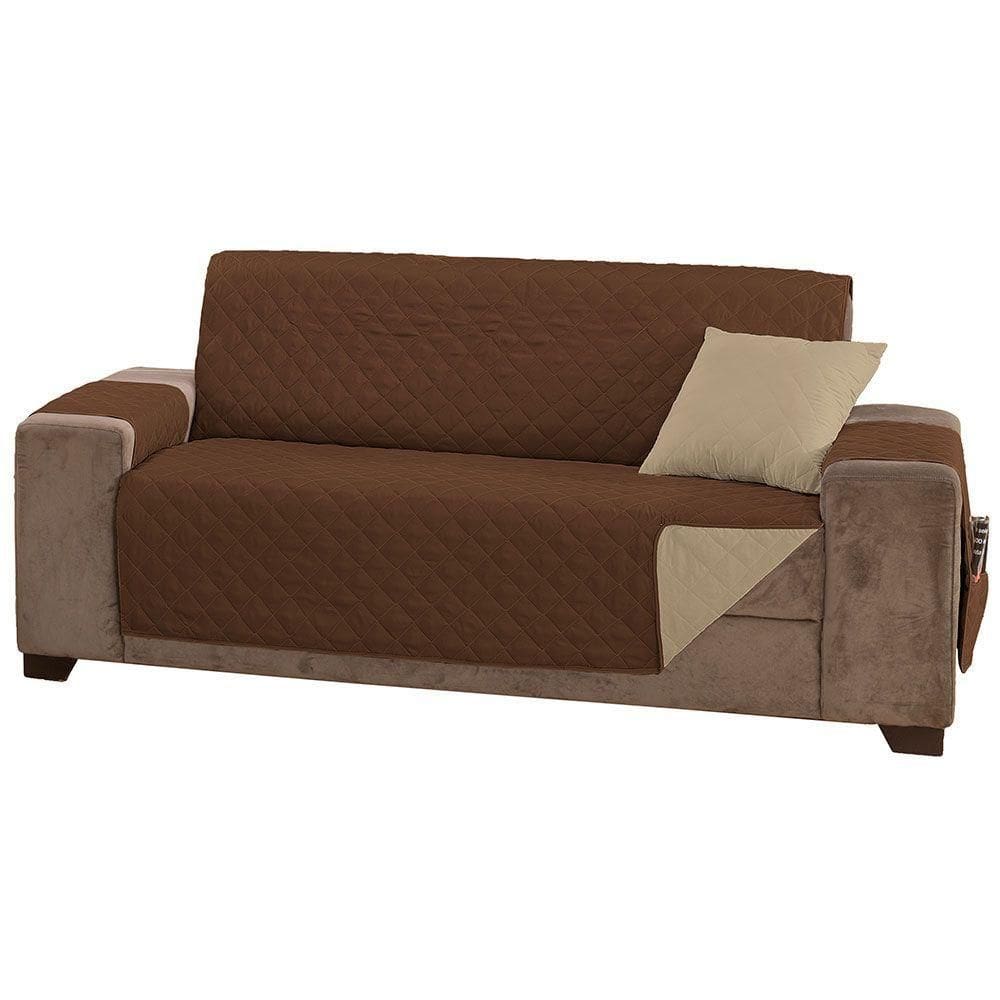Protetor De Sofá King 3 Lugares Manu 100% Poliéster Cor:tabacocáqui