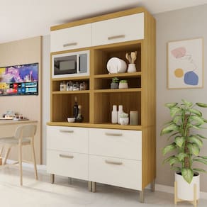 Armário de Cozinha Princesa 4 Portas 2 Gavetas 100% Mdf Freijó/Off White - Nesher