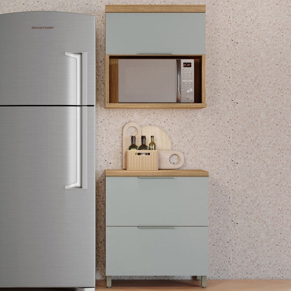 Armário de Cozinha Marquesa 2 Portas 1 Gaveta 100% Mdf Natural/Verde - Nesher