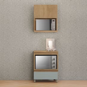 Armário de Cozinha Rainha 1 Porta 1 Gaveta Ripado 100% Mdf Natural/Verde - Nesher