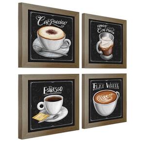 Quadro Decorativo Café Expresso Padaria 20X20Cm 4 Un Madeira