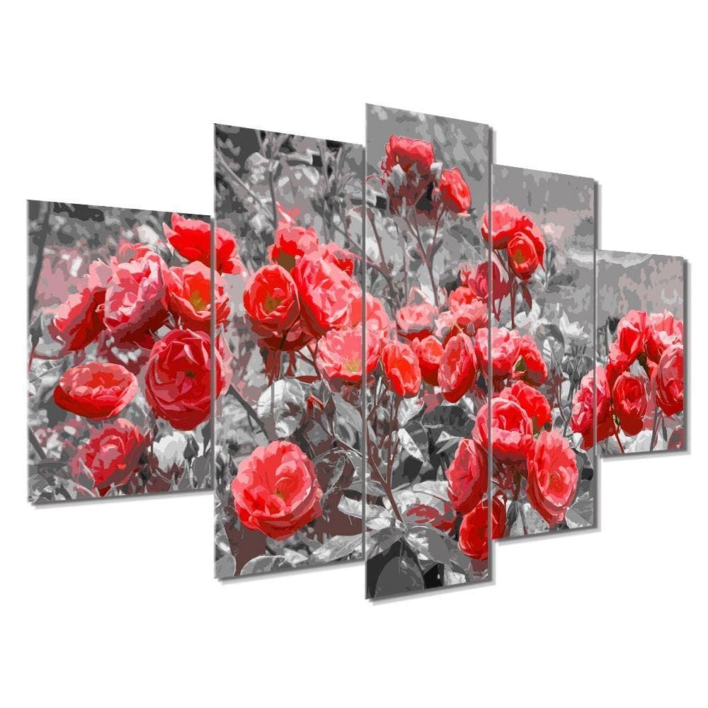 Kit 5 Placa Quadro Decorativo Quarto Sala Flores Vermelha Titulo Rosas Vermelhas