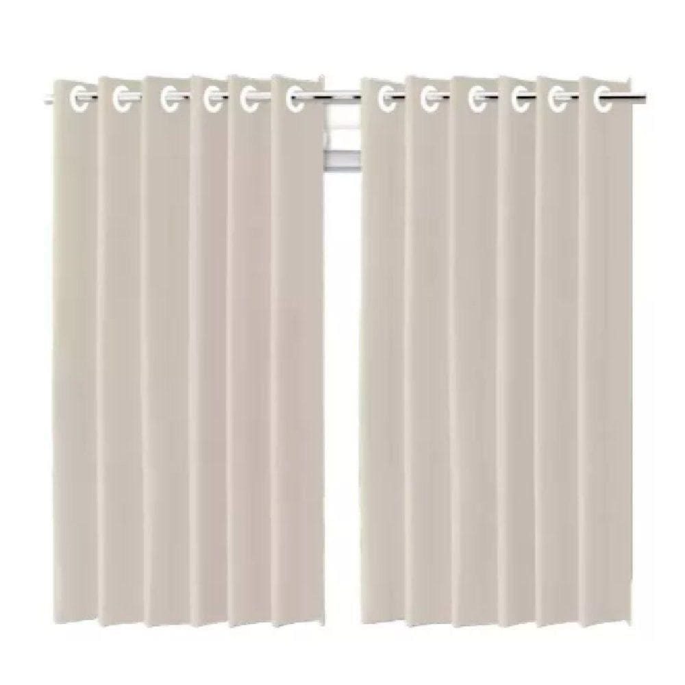 Cortina Blackout Bege Com Ilhós Para Varão 280x250cm Quarto