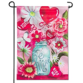 Bandeira de jardim Anley Be Mine Kiss Me Jar Dia dos Namorados 45x32c