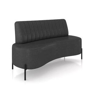 Sofá 2 Lugares Living 160cm Pé Ferro Pto Maraú Sintético Pu K01 - D\`rossi Cor Preto