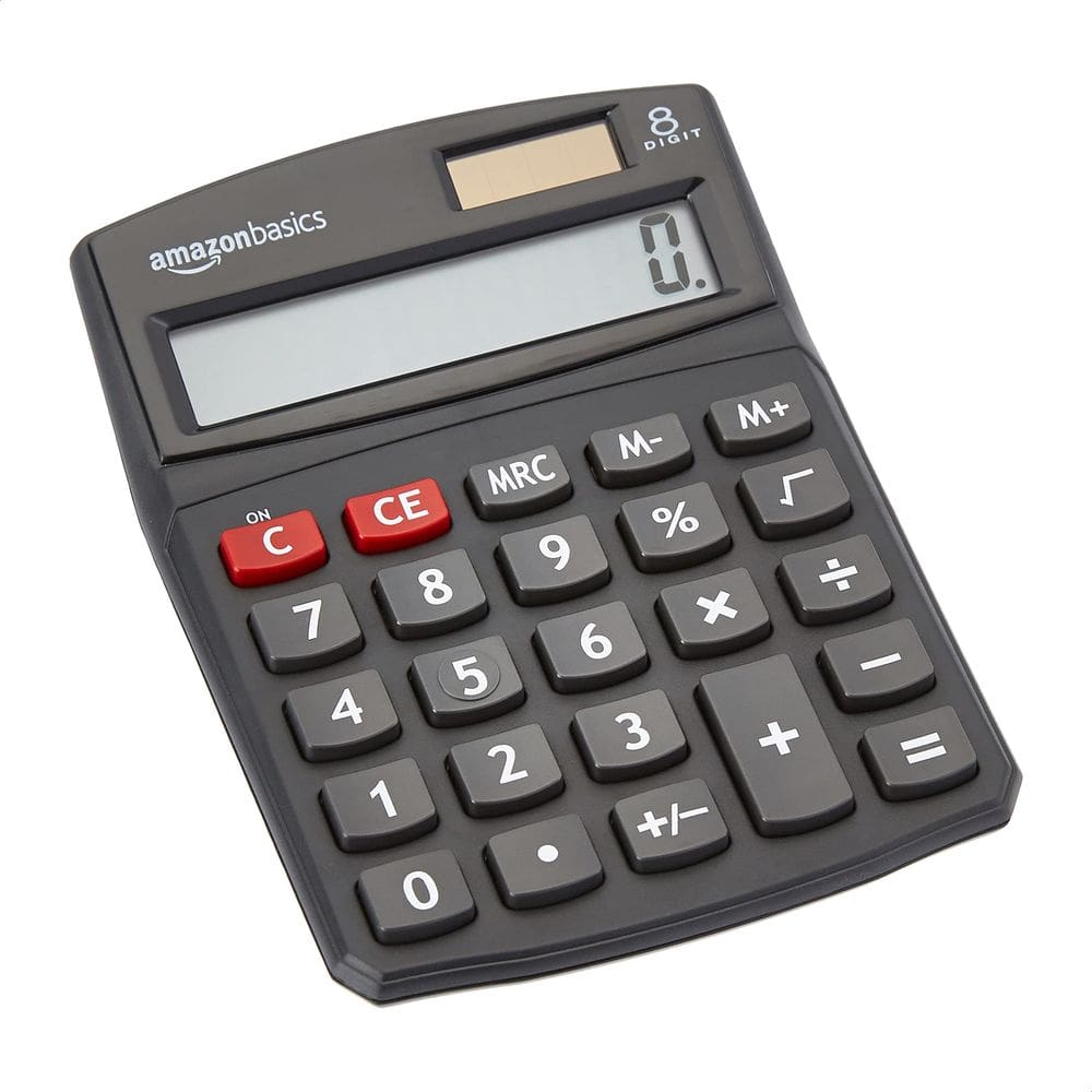 Calculadora Amazon Basics LCD para desktop de 8 dígitos, 1 pacote, preta