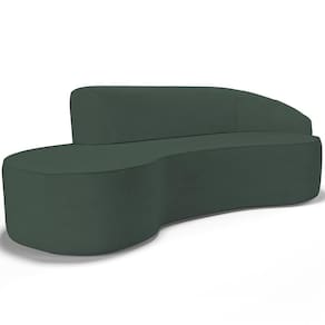 Sofá 5 Lugares Curvo Living Firenze Direito D02 Linho Verde Musgo 300cm C-117 - Lyam