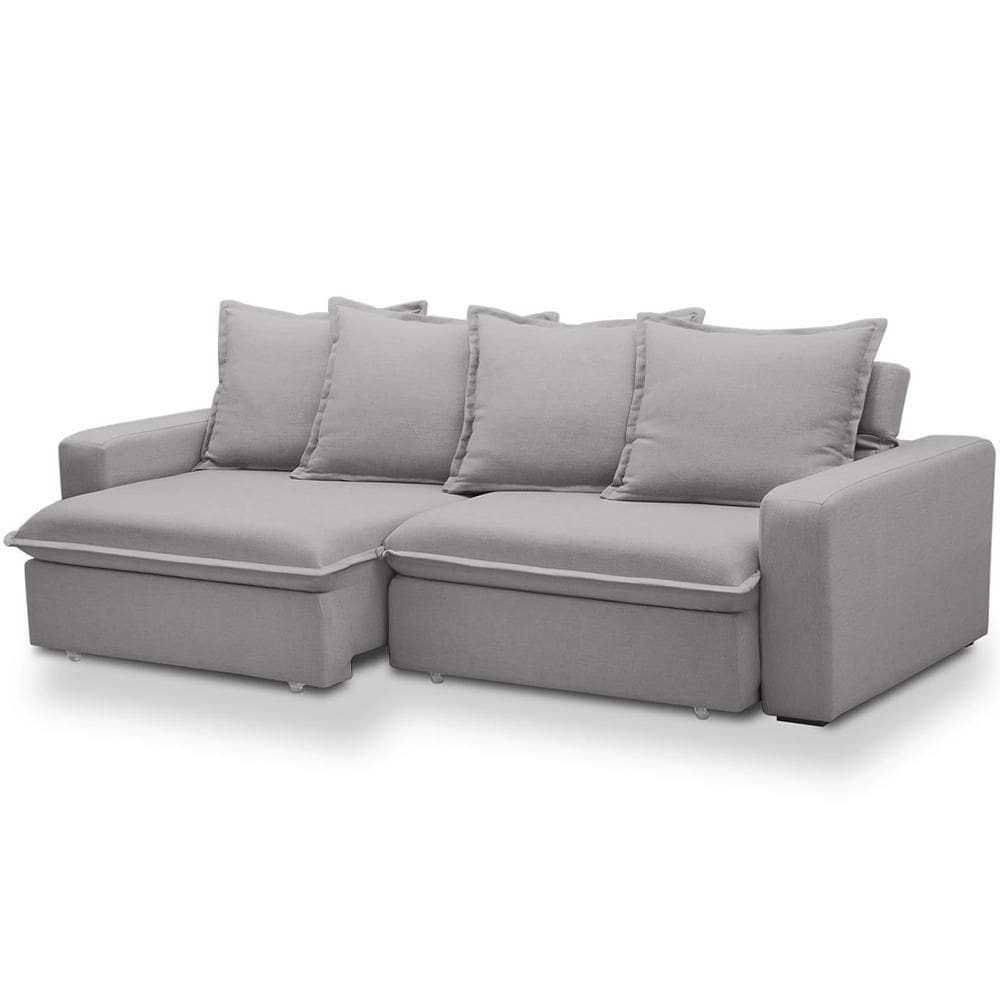 Sofá Retrátil Reclinável Living 235cm Vêneto F04 Veludo Cinza