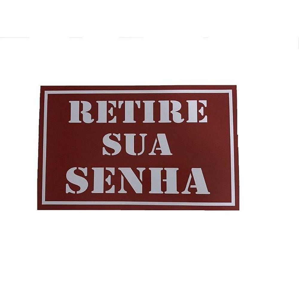 Placa Retire Sua Senha Quadrada - Vermelho