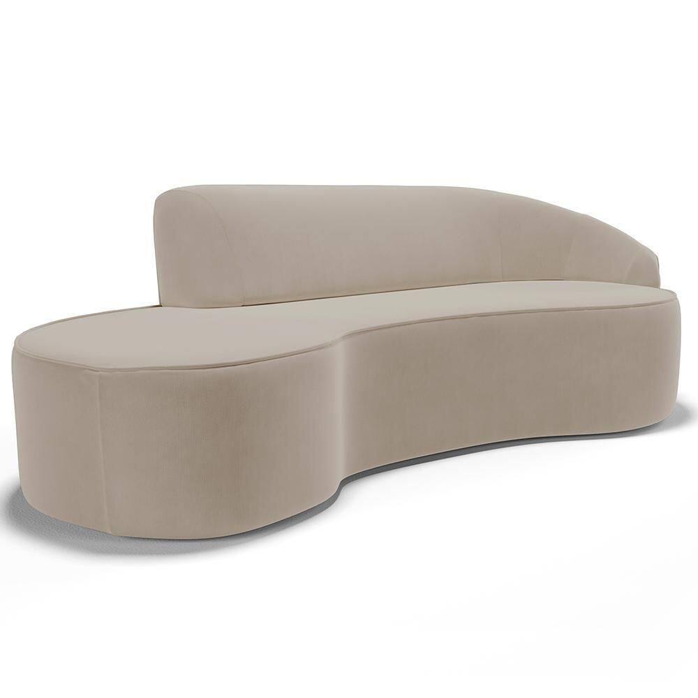 Sofá 5 Lugares Curvo Living Firenze Direito D02 Veludo Champagne 300cm C-68 - Lyam