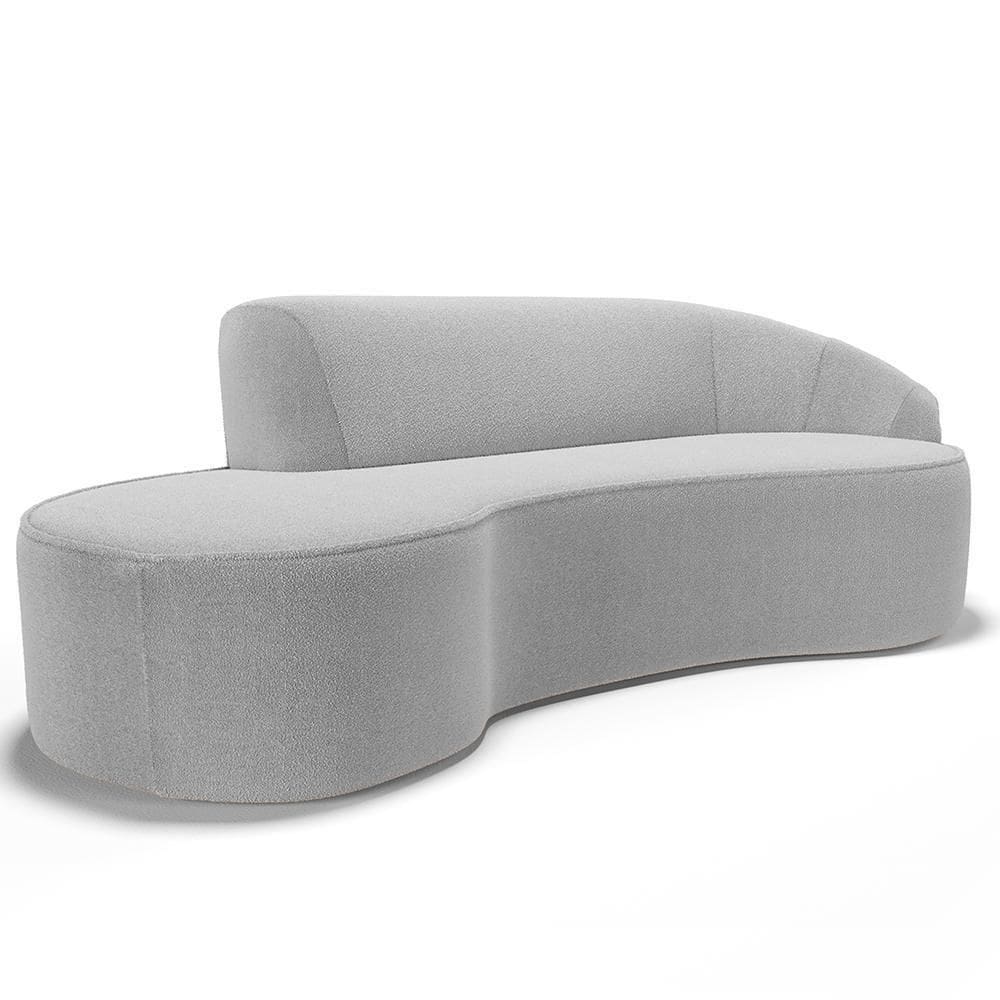 Sofá 3 Lugares Curvo Living Firenze Direito D02 Bouclê Cinza 230cm B-56 - Lyam