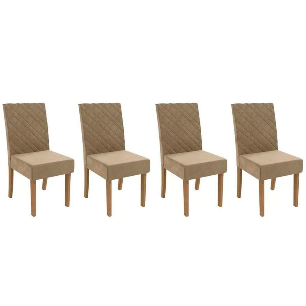Cadeira Sala de Jantar 2CAD133NG Kit 4 Un Nogueira/Suede Bege A036 - Kappesberg