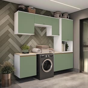 Lavanderia Modulada Kappesberg Celeste 6 Peças Branco/verde 250cm