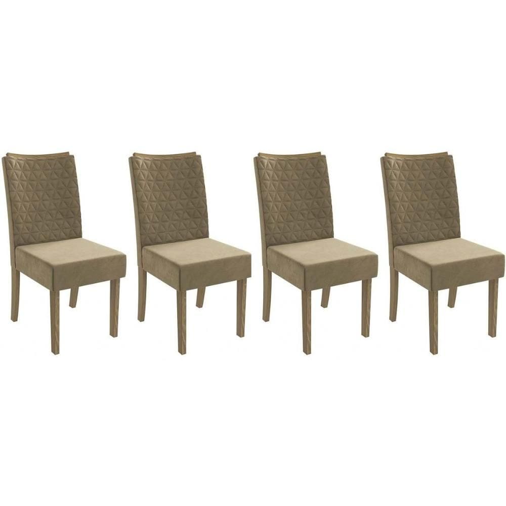 Cadeira Sala de Jantar 2CAD129NG Kit 4 Un Nogueira/Suede Bege A036 - Kappesberg