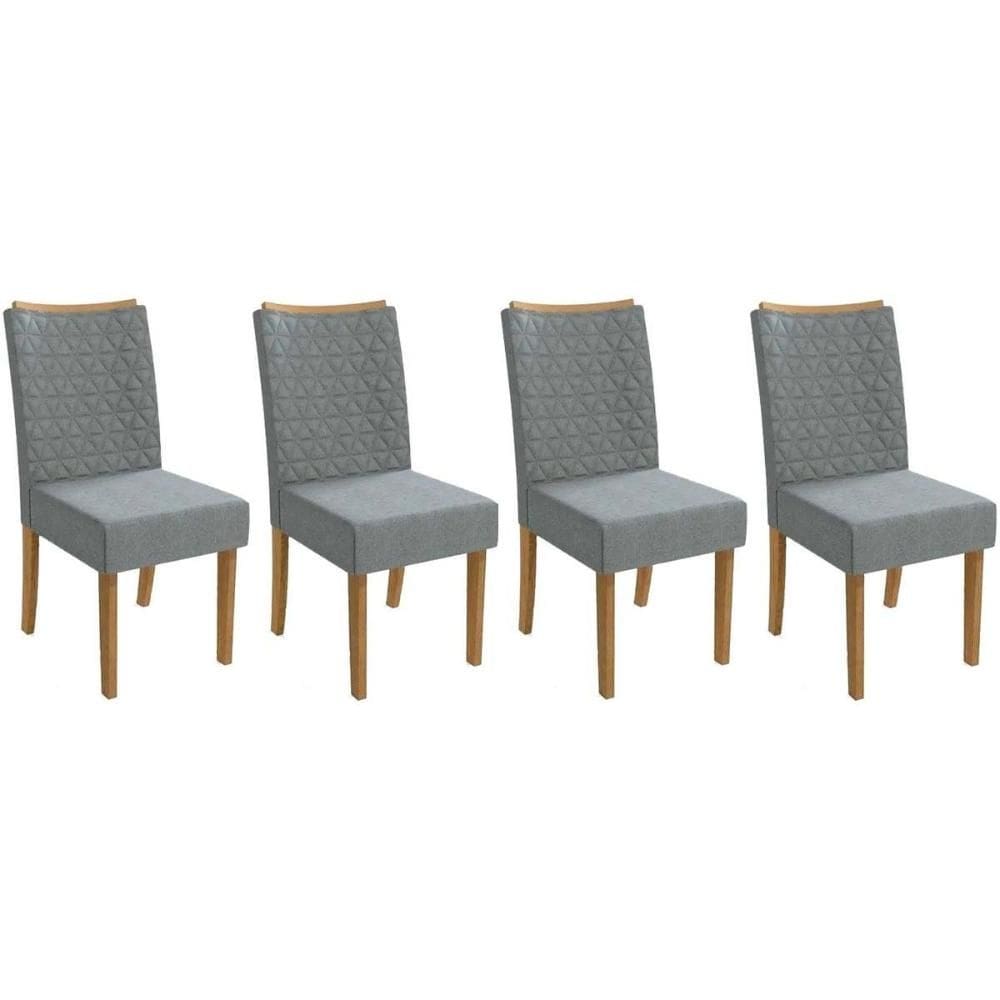 Cadeira Sala de Jantar 2CAD129NG Kit 4 Un Nogueira/Linho Cinza A056 - Kappesberg