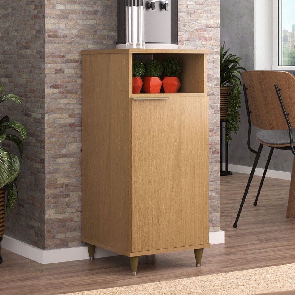 Balcão de Cozinha 36 Cm 1 Porta 1 Prateleira 1195 Nogal/Dourado - Deibe Móveis