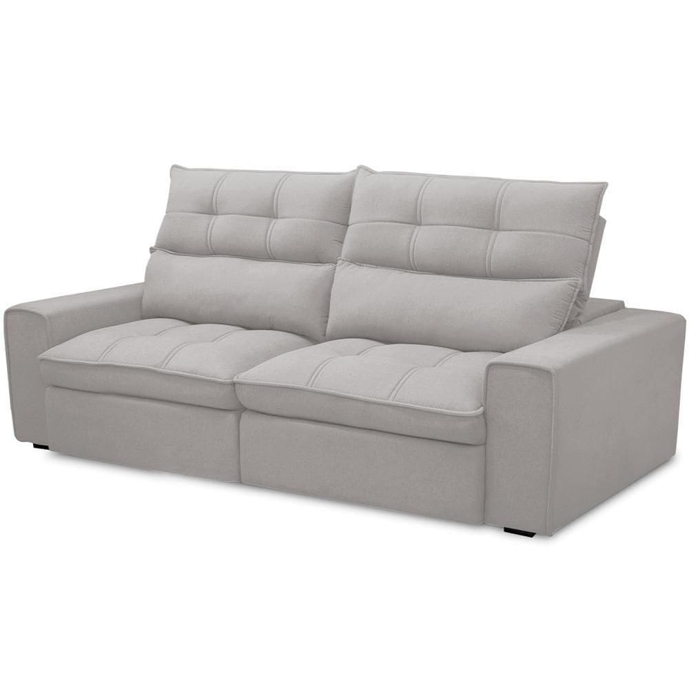 Sofá Retrátil Reclinável Para Sala De Estar Living 210cm Dimas F04 Veludo Cinza