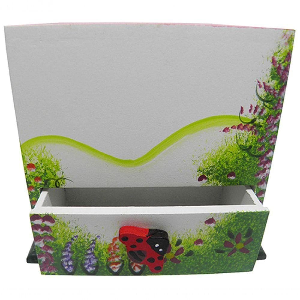 Porta Joias Organizador De Bijuterias Mulher Brinco Cordao Cofre Branco Com Rosa (Mad-6679-3)