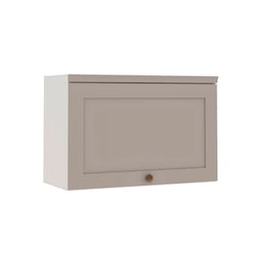 Armário Aéreo Cozinha 70cm Iluminata 100% Mdf 1 Porta Basculante Branco/Marrom Claro - Genialflex