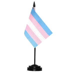 Conjunto de bandeiras de mesa Anley Transgender Trans Pride com poste de 12 cm