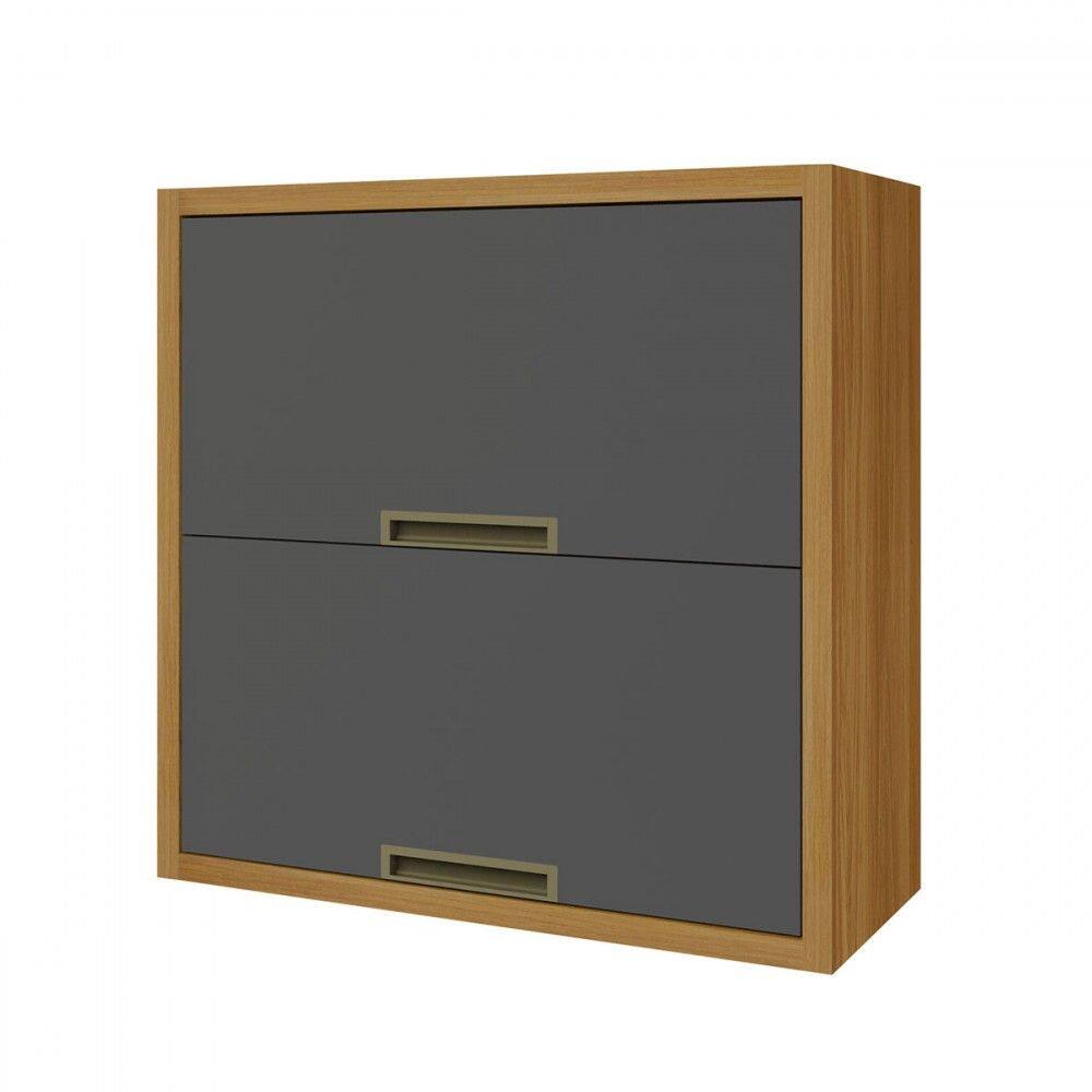 Armário Aéreo Cozinha 80 Cm Imperatriz 2 Portas 100% Mdf Freijó/Grafite - Nesher